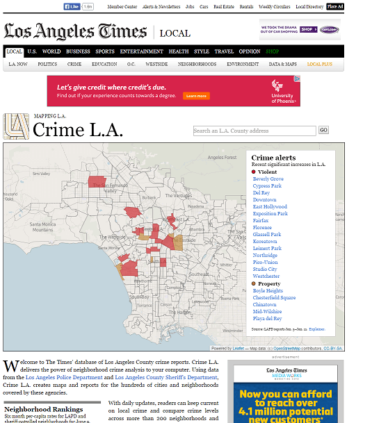 La Times Crime Map Home Page 